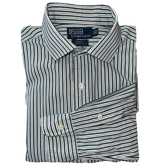Polo Ralph Lauren Regent Classic Fit Men's 16.5 Purple Green Striped Cutaway - Picture 1 of 8